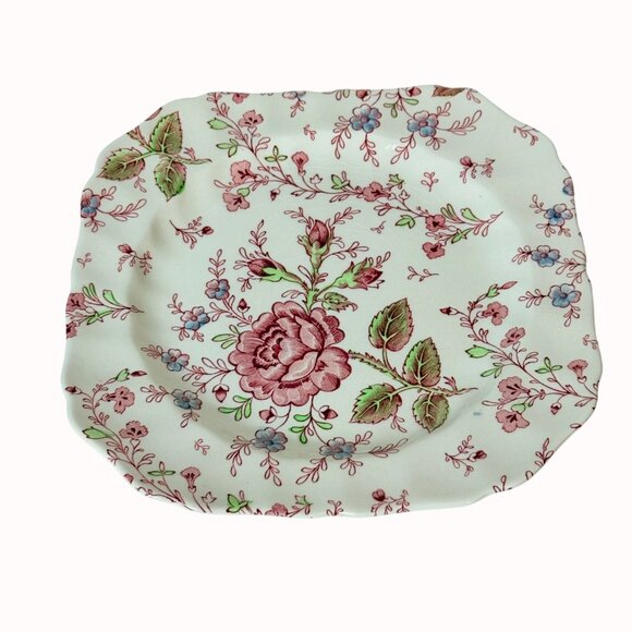 Johnson Bros Rose Chintz Square Plate 7.5 Iich VTG England Floral Cottage Chic - Picture 9 of 15